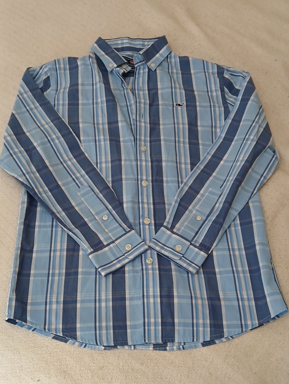 Vineyard Vines Light and Navy Blue Plaid Button-Down Shirt